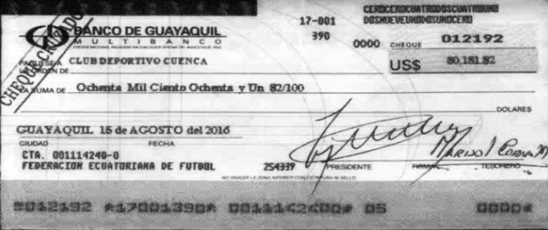 FEF no ha girado cheque sin fondos a Deportivo Cuenca