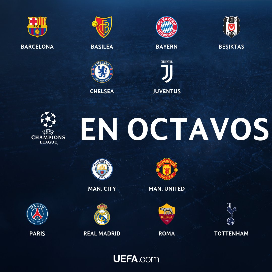 Los clasificados a los octavos de final de la Champions League 2017